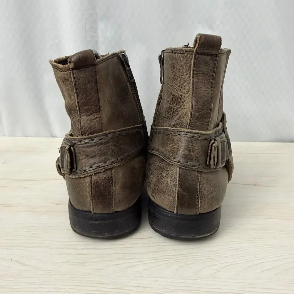 Bed Stu Boots Mens Size 13 Innovator Ankle Brown Leather Distressed Moto